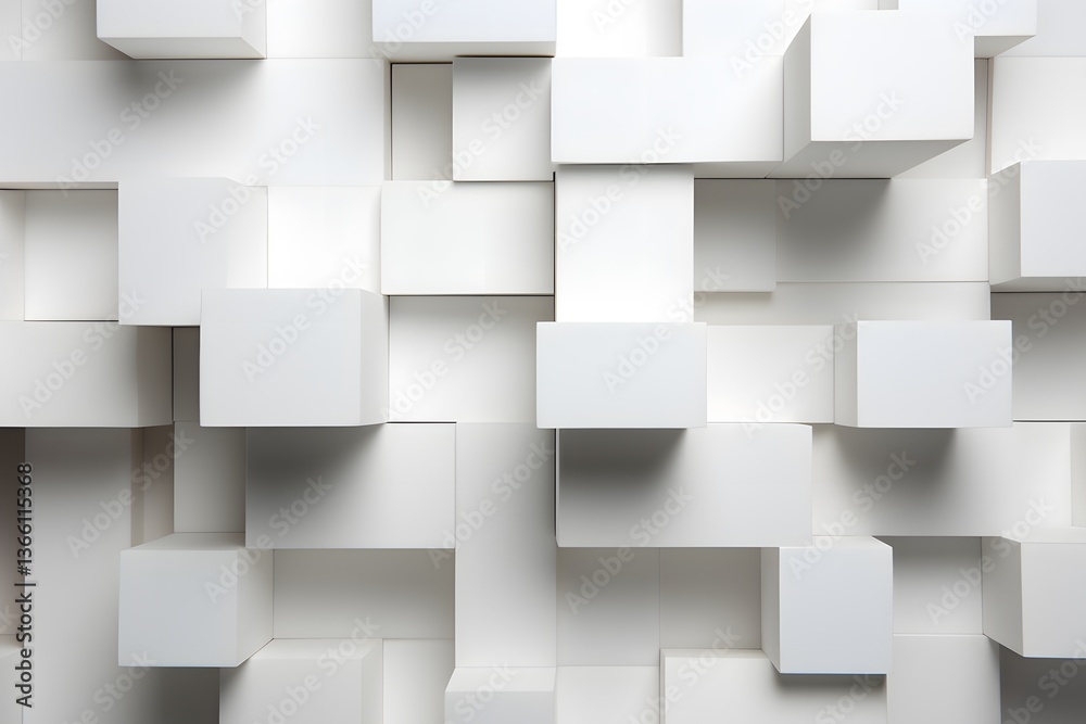 Abstract White Cubes Background with Shadows and Subtle Geometric Patterns Abstract White Cubes Background with Shadows and Subtle Geometric Patterns
