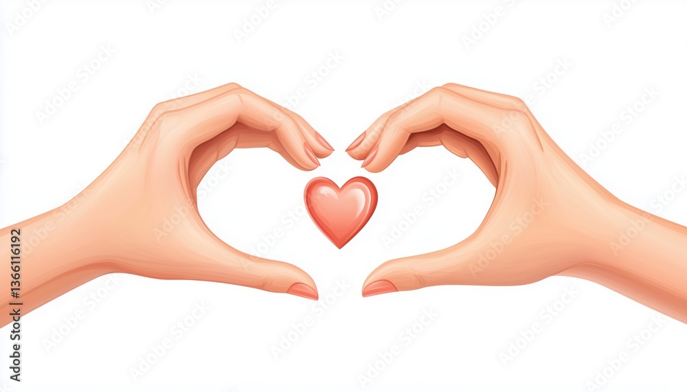 Obraz premium Realistic Heart Symbol Clip Art For Social Media: Expressing Love Through Hand Gestures With A Touch Of Artistic Realism.