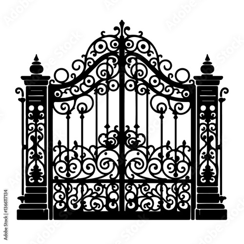 gate silhouette , wrought iron gate silhouette