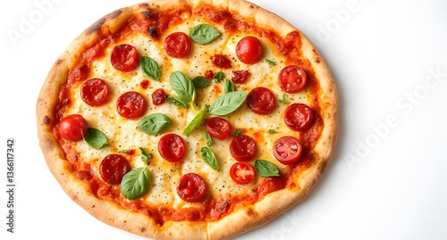 Freshly Baked Pizza on a White Background