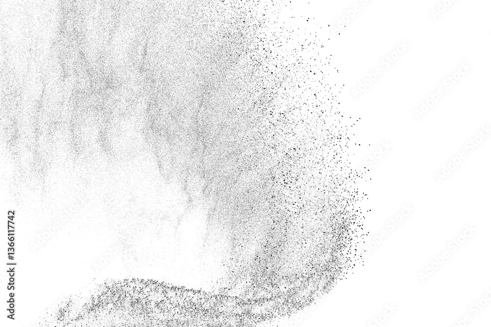Water texture. Splash effect. Snow overlay. Drops liquid. Grunge pattern. Black explosion on transparent background. PNG format.