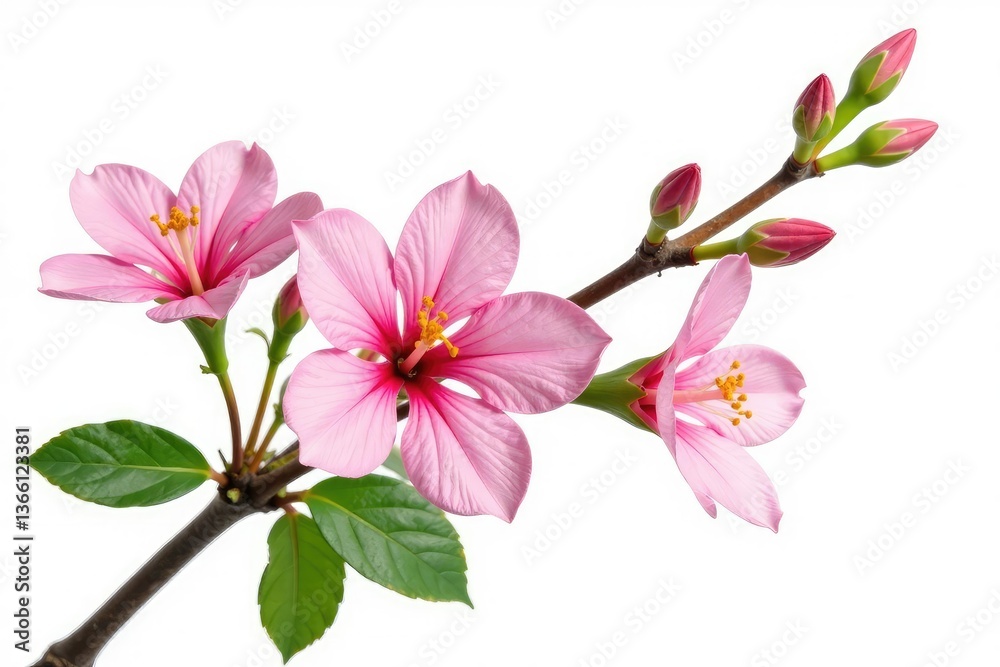 Isolated flowers on a white background with branches, botanical, branch Isolated flowers on a white background with branches, botanical, branch