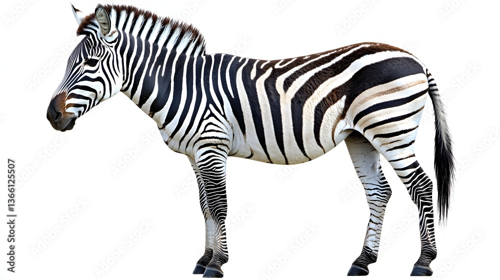 Naklejka premium Graceful Zebra Standing in Natural Habitat with Distinctive Black and White Stripes