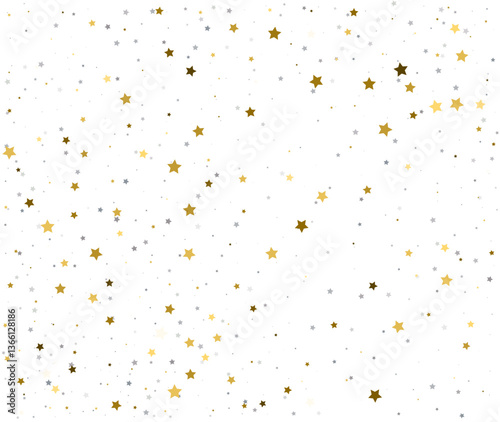 Minimal White Background with Gold and Silver Star Accents.