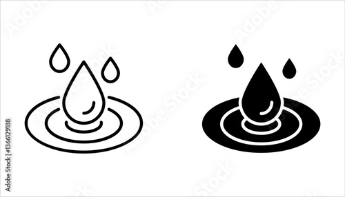 Skin hydration line outline icon set, vector illustration on white background.