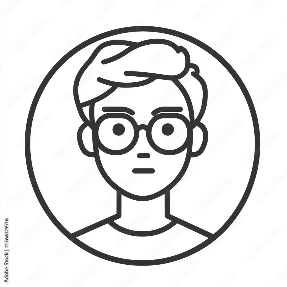 Round Avatar Line Icon Isolated on White Background Round Avatar Line Icon Isolated on White Background