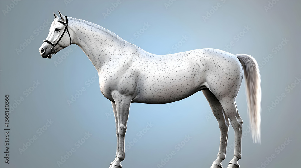 Fototapeta premium Spotted White Horse Profile Portrait
