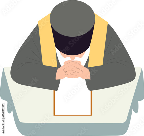 Man Praying Islamic Religion Illustration