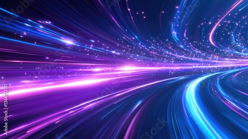 Streamline speed light blue purple special effect background  communication technology concept creative background.