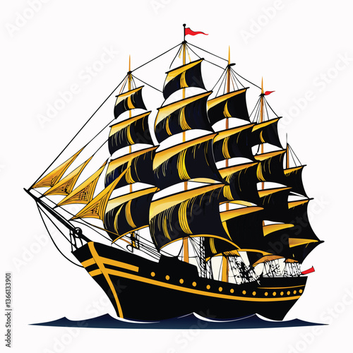 pirate ship on a white background