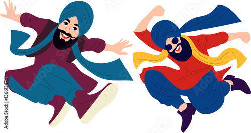 Bhangra Dancers Punjabi Culture India, Sikh Bhangra Dancer Vaisakhi