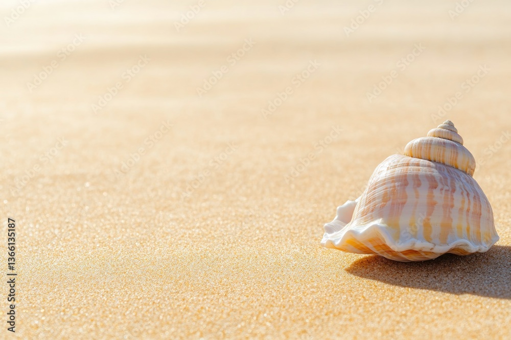 close-up shot of seashell resting on sunlit sands of australian beach with expansive copy space close-up shot of seashell resting on sunlit sands of australian beach with expansive copy space