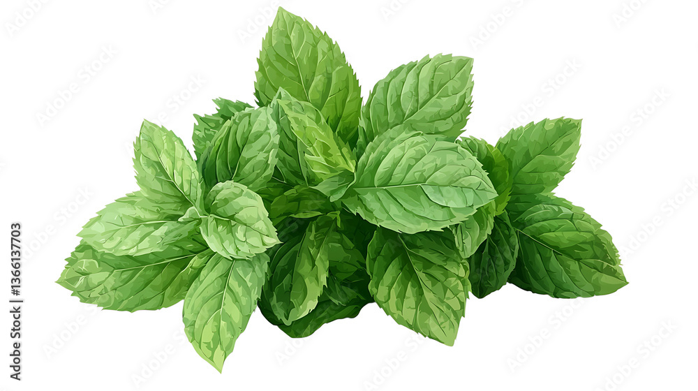 Fresh peppermint leaves on a transparent background Fresh peppermint leaves on a transparent background
