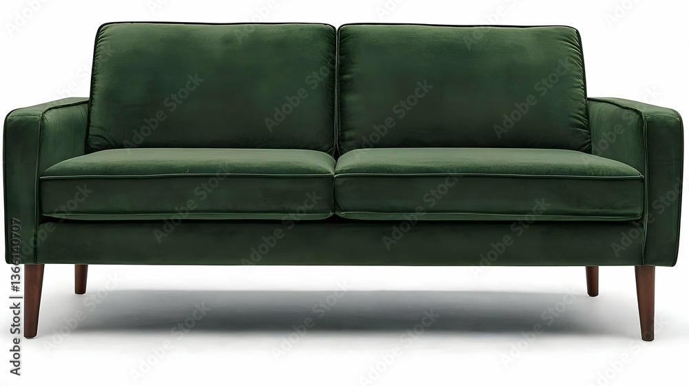 Obraz premium Dark Green Velvet Two-Seater Sofa