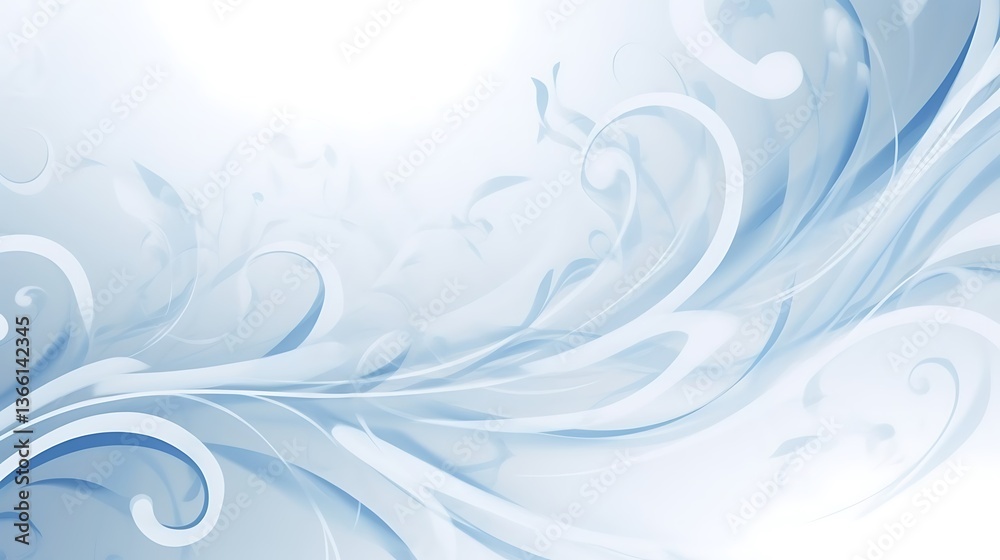 Abstract Light Blue Swirling Floral Design Background Abstract Light Blue Swirling Floral Design Background