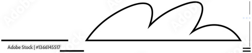 Abstract cloud floating above a clean horizontal line. Ideal for weather, calmness, minimalism, environment, design, balance, and creativity concepts. Flat simple metaphor