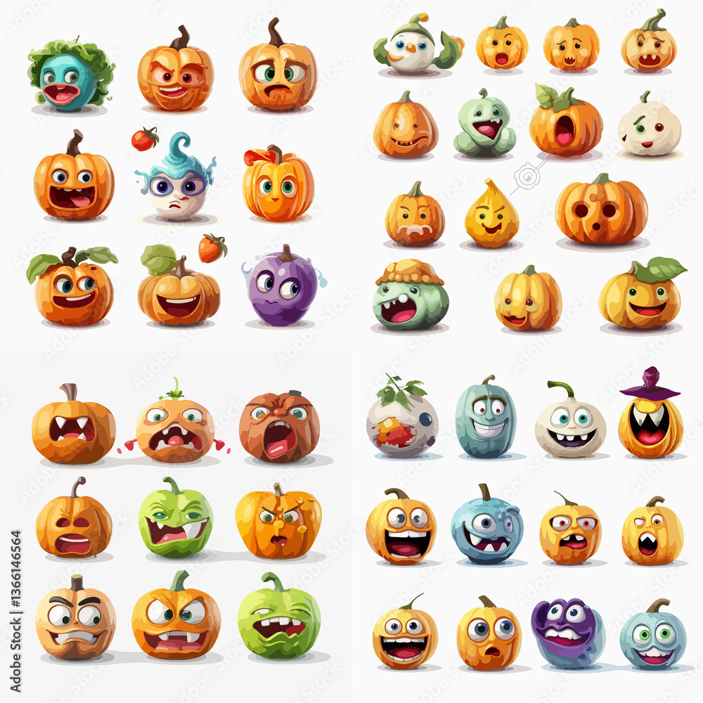 A collection of cartoon faces with different expressions, including happy, sad A collection of cartoon faces with different expressions, including happy, sad