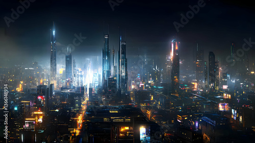 Wallpaper Mural Futuristic Cityscape At Night Torontodigital.ca