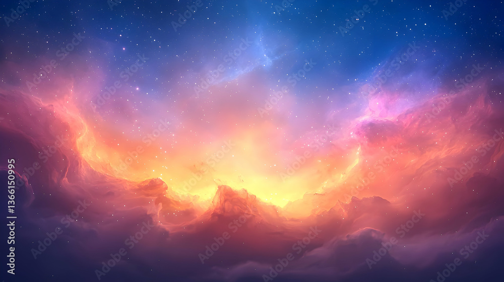 Fototapeta premium Colorful Gas Cloud in Deep Space with Zero Gravity Phenomenon