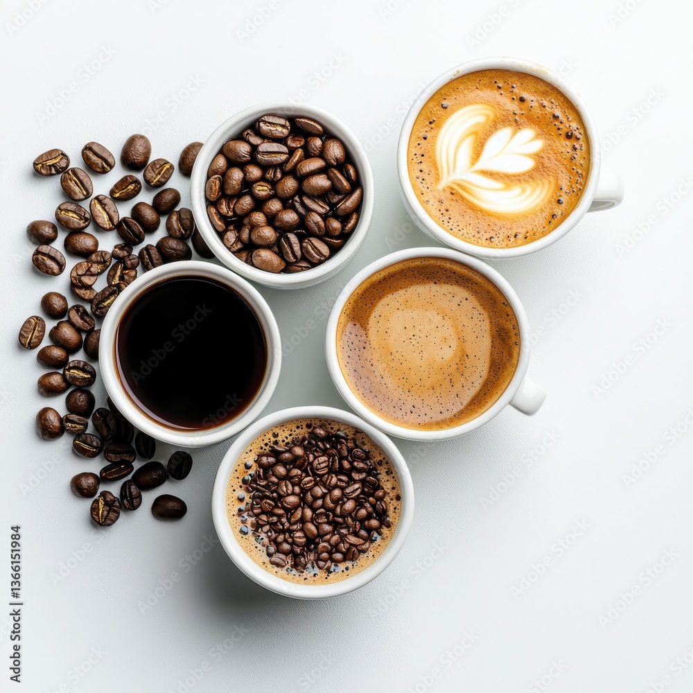Fototapeta premium Stylish coffee recipes featuring fresh ingredients in bright lighting flat lay perspective showcasing versatility and appeal