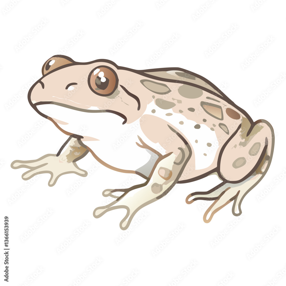 an illustrated frog with unique markings and a charming presence