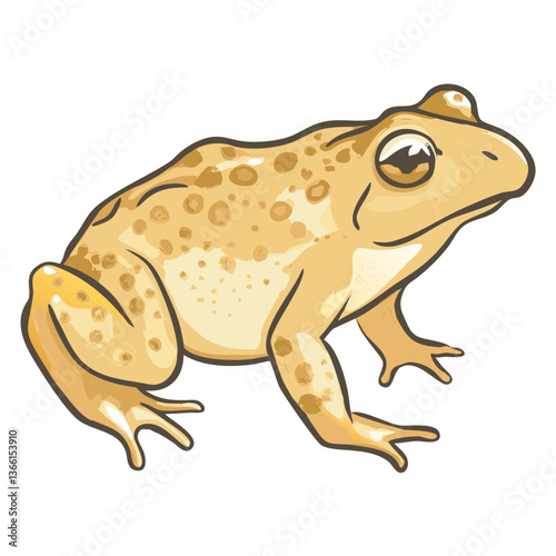 an illustrative cartoon drawing of a frog with a golden color