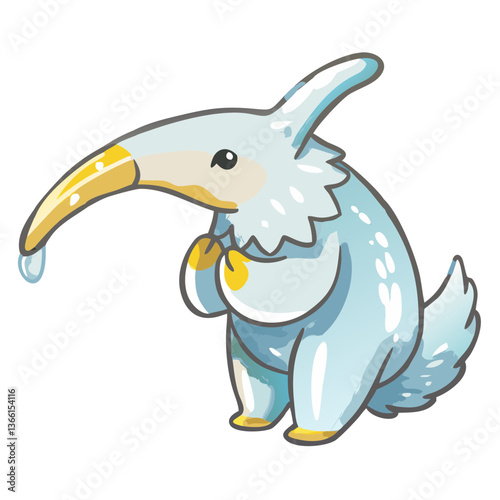 a cute cartoon anteater with unique design and appealing look