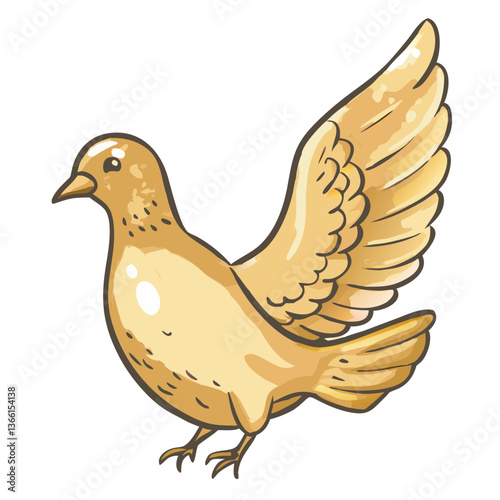 a golden dove spreading its wings gracefully, a symbol of peace and harmony