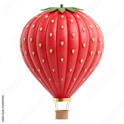 whimsical hot air balloon designed to resemble strawberry brings joy and excitement to summer adventures in sky 3D