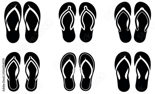 Flip Flops Icon Set - Stylish Beach Footwear Designs