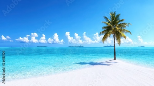 Fototapeta Naklejka Na Ścianę i Meble -  Tropical beach paradise maldives scenic landscape blue waters tranquil atmosphere aerial view natural beauty