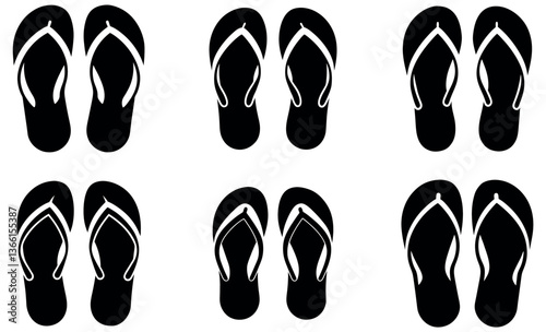 Flip Flops Icon Set - Stylish Beach Footwear Designs