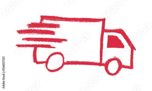 Fast Shipping Icon Crayon Chalk Drawing Vector