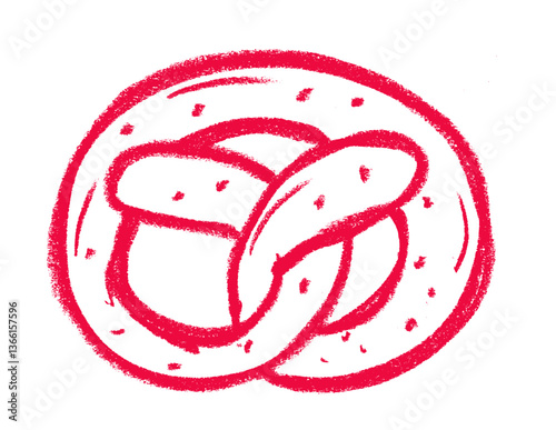 Pretzels Icon Crayon Chalk Drawing Vector