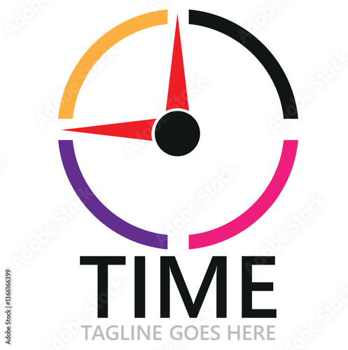 Clock logo. stopwatch time icon. time tagline here vector icon.