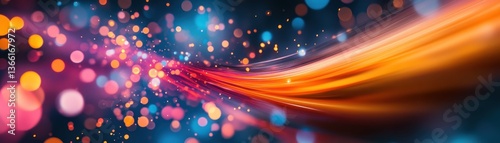 Vibrant Abstract Background with Orange and Blue Light Streaks and Bokeh Effects for Modern Design Projects and Festive Celebrations Creating a Dynamic and Energetic Atmosphere