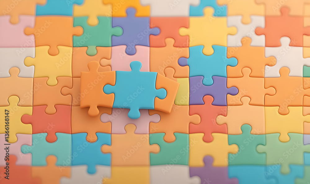 Colorful 3D Puzzle Pieces Strategically Fitting Together in Industry Colorful 3D Puzzle Pieces Strategically Fitting Together in Industry
