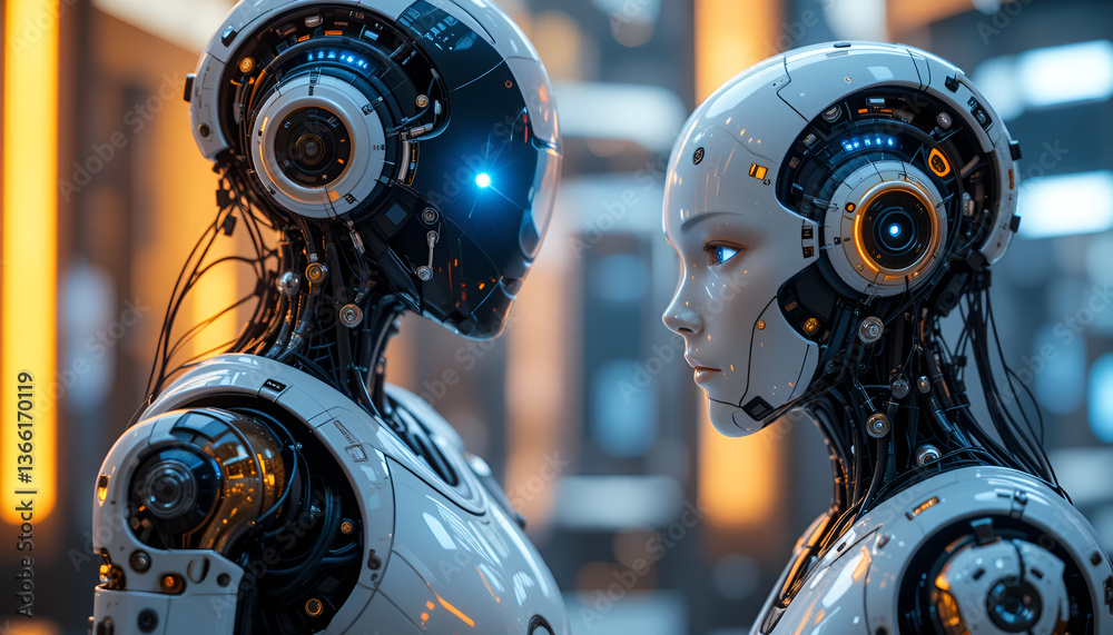 Fototapeta premium The Future of Robotics and Futuristic Technology: Advancing Human-Machine Interaction, Generative AI