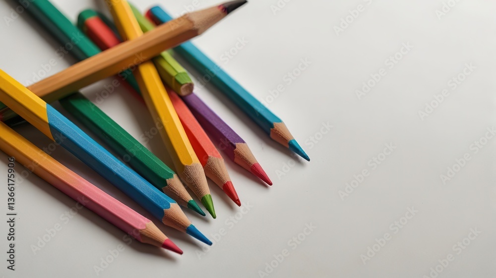 Fototapeta premium pencils, eraser and empty white papers . Empty place for text or drawing on the desk background.