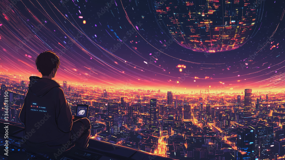 Fototapeta premium Hackers are planning to hack and attack Zeroday networks and cyber security systems in Smart digital city with Data center on cloud cyber security and Blue Binary Data Software Programming Code