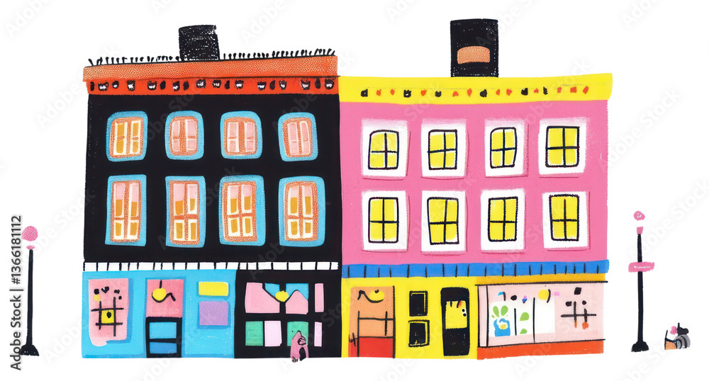 Naklejka premium PNG Vintage building buildings art illustration.