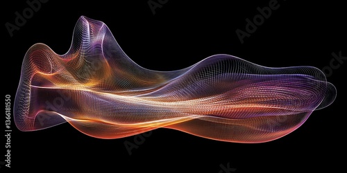 Intricate meshwork of vibrant, undulating lines against a stark black backdrop