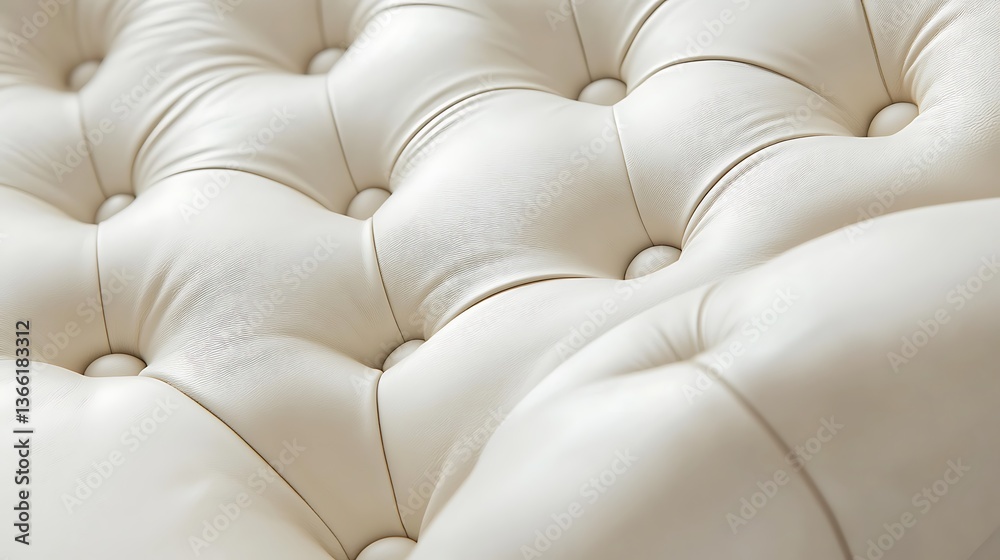 Obraz premium Luxurious Cream Leather Upholstery with Button-Tufted Pattern - Closeup Texture Background