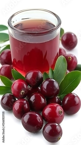 Wallpaper Mural Refreshing cranberry juice in a glass with fresh cranberries around it Torontodigital.ca