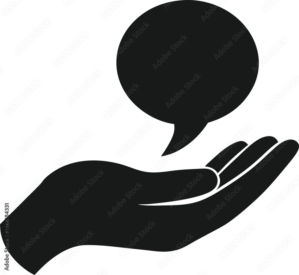 Hand Offering a Speech Bubble, Representing Advice Hand Offering a Speech Bubble, Representing Advice