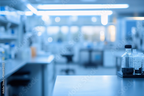 Abstract blurred science lab interior room