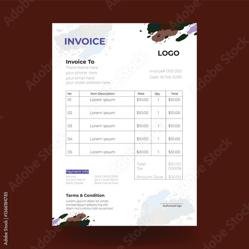 Creative, simple and clean invoice template, invoice design