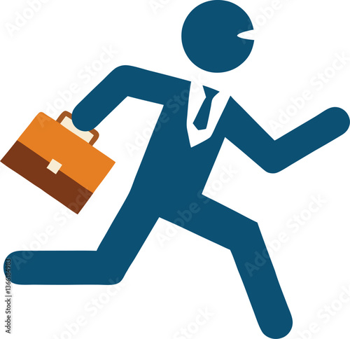 Businessman Running with Briefcase - A Vector Icon Representing Urgency
