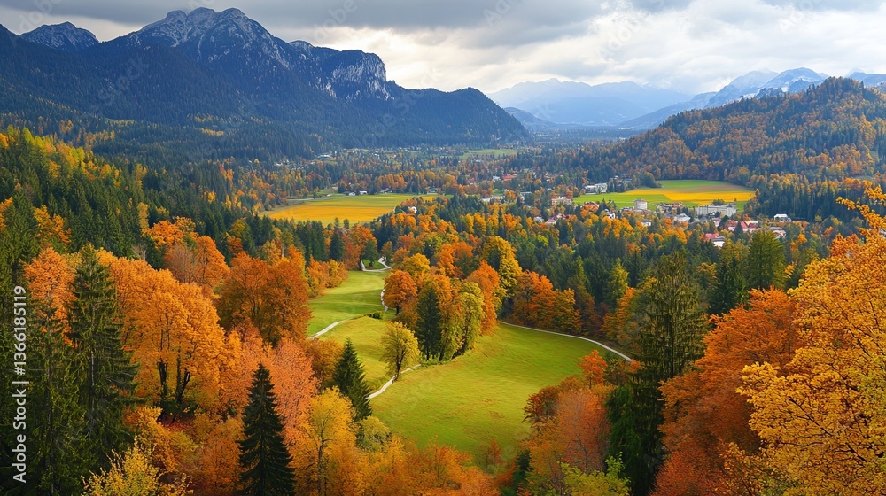Obraz premium Aerial View of Autumn Forest: Stunning Fall Colors in Salzburg
