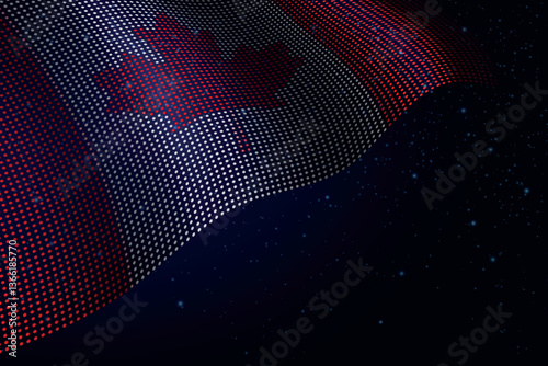 Canada digital flag made of dots over a starry background